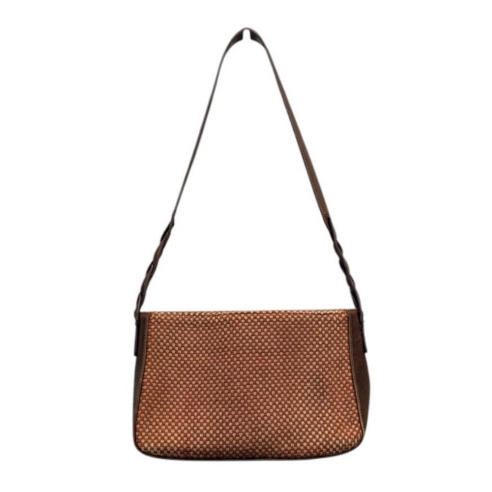 Vintage Relic Basket Weave Shoulder Bag Small Brown Vegan Leather Braided Strap